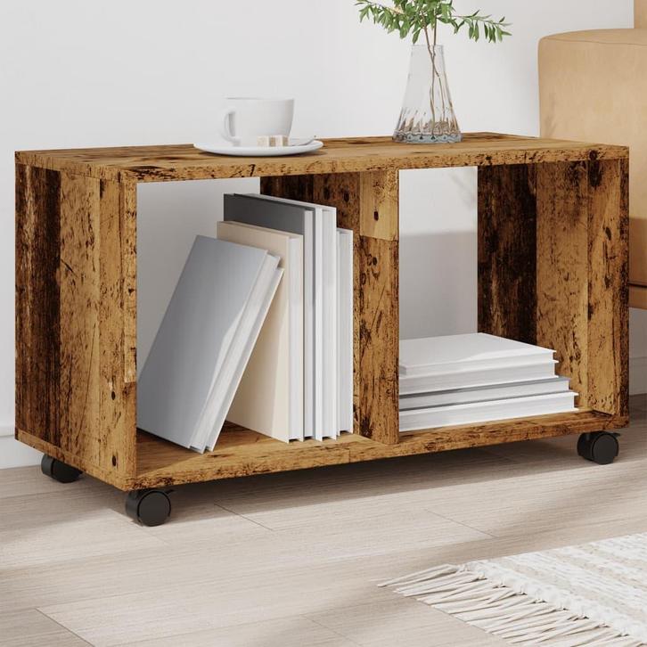 vidaXL Rolkast 72x33x42,5 cm bewerkt hout oud houtkleurig, Huis en Inrichting, Tafels | Bijzettafels, Nieuw, Verzenden
