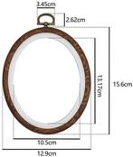 Brocante houten borduurring ovaal met stelschroef 12x15 cm, Hobby en Vrije tijd, Nieuw