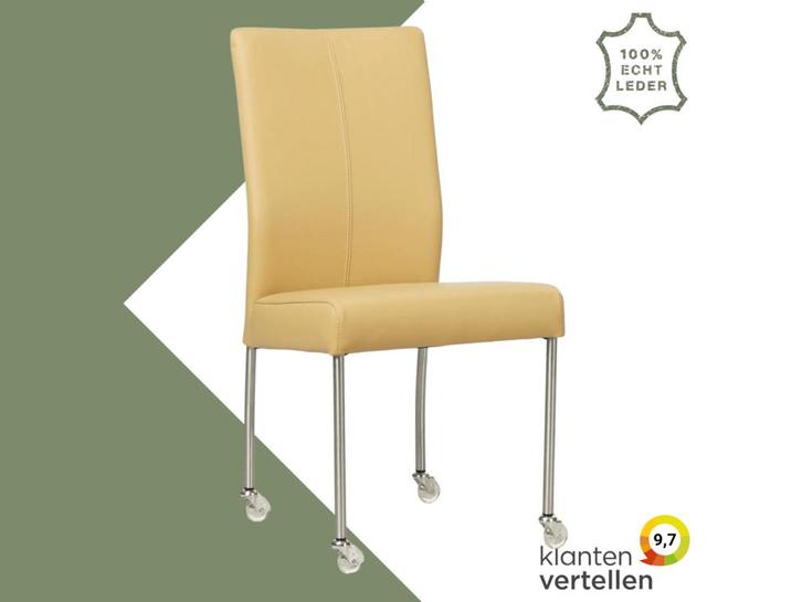 Leren eetkamerstoel Comfort met wieltjes - Toledo Dessert, Huis en Inrichting, Stoelen, Overige kleuren, Eén, Nieuw, Leer, Ophalen of Verzenden