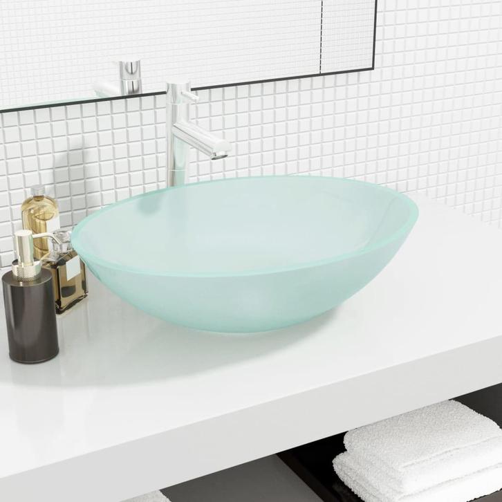 vidaXL Wasbak 50x37x14 cm glas mat, Doe-het-zelf en Bouw, Sanitair, Nieuw, Verzenden