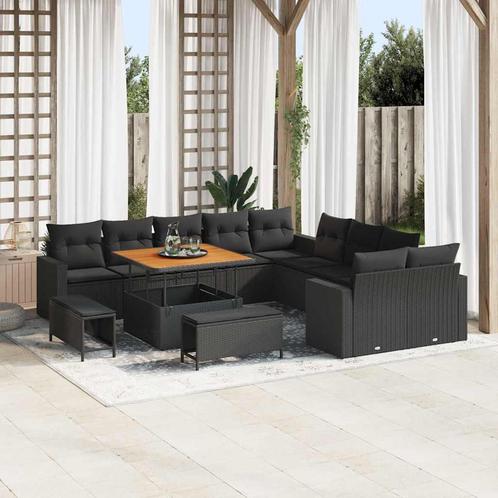 vidaXL Tuinbank Set met kussen 13 pcs Zwart 100 x 100 x 71, Tuin en Terras, Tuinsets en Loungesets, Nieuw, Verzenden