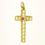 Pendentif en forme de croix - 18 carats Or jaune Rubis