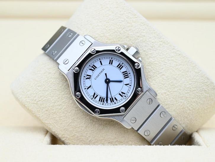 Cartier Santos Ref. 0906 Year 1990s (Box), Handtassen en Accessoires, Horloges | Dames, Staal, Zo goed als nieuw, Goud, Overige merken