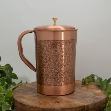 Puur koperen kan bloempatroon met deksel ± 2 liter beschikbaar voor biedingen