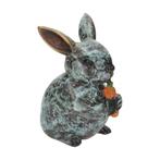 Figurine - Schattig konijn met wortel - Bronze