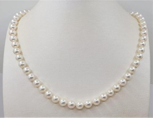 Collier Perles Akoya brillantes de 6x7 mm, Handtassen en Accessoires, Kettingen