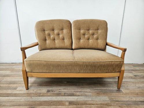 Sofa - Beuken, Textiel - 2-zits bank in beukenhout voor, Antiek en Kunst, Kunst | Designobjecten
