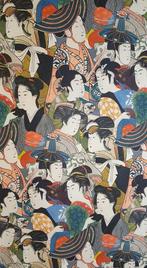 Zeldzame Oosterse stof met Geisha - 300x 280cm -, Antiquités & Art, Tapis & Textile