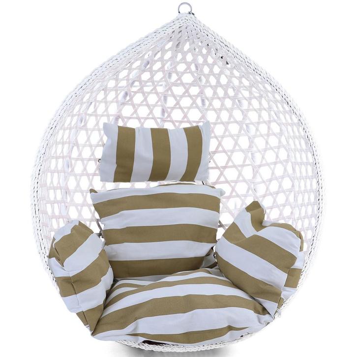 Hangstoel kussen - 2-delig - gestreept - bruin wit, Huis en Inrichting, Stoelen, Nieuw, Ophalen of Verzenden