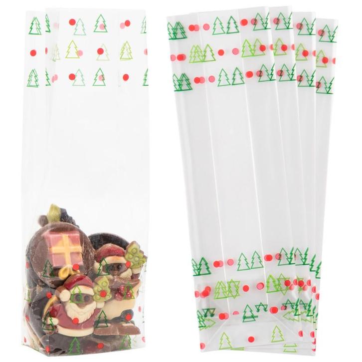 Fako Bijoux - Blokbodemzakjes Plastic Kerst - 80x50x250mm -, Diversen, Cadeauverpakkingen, Verzenden