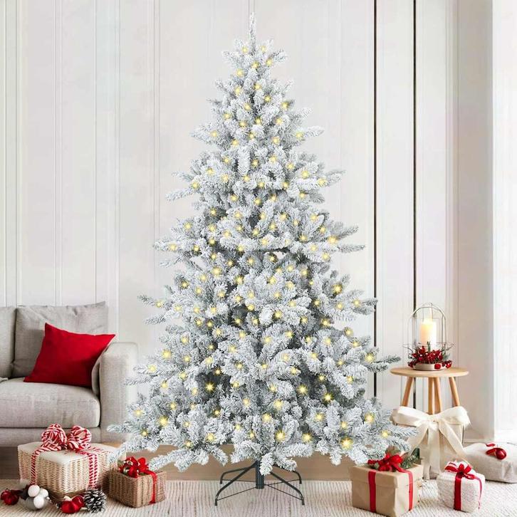 vidaXL Kunstmatige Hinged Kerstboom met 300 LED 210 cm PVC, Diversen, Kerst, Nieuw, Verzenden
