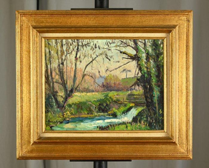 Albert Malet (1905-1986) - Paysage au bord dun cours deau, Antiek en Kunst, Kunst | Schilderijen | Klassiek
