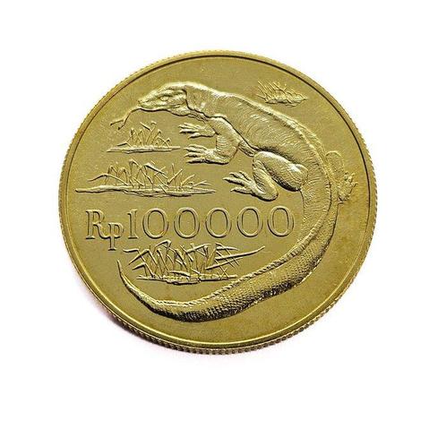 Indonésie. 10000 Rupiah 1974 Komodo Dragon, Postzegels en Munten, Edelmetalen en Baren