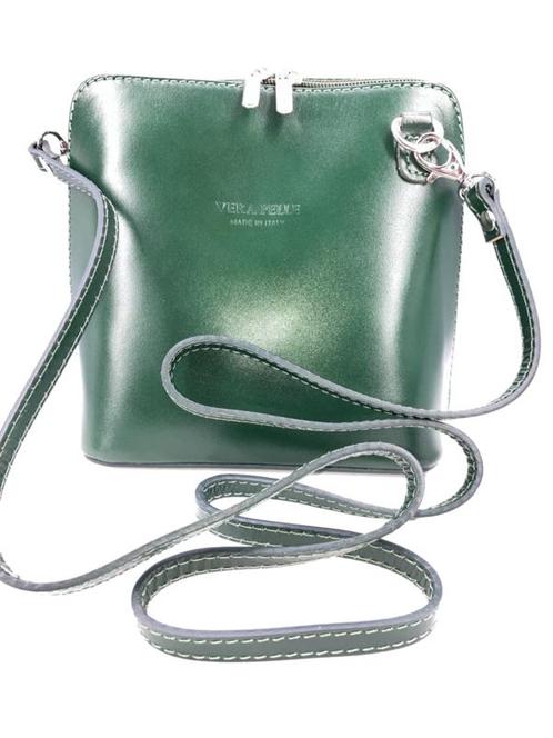 Groen Vera Pelle Italiaans leren schoudertasje (rits rondom), Handtassen en Accessoires, Portemonnees, Verzenden