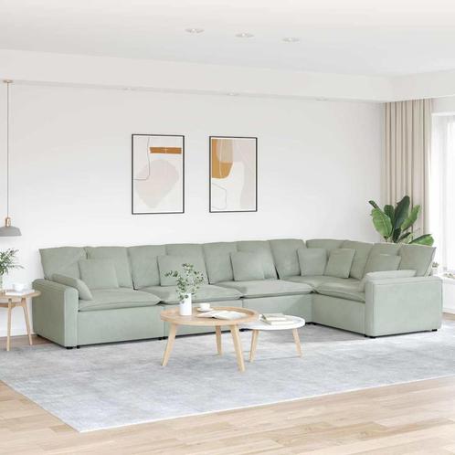 vidaXL Modulaire bank met kussens fluweel lichtgrijs, Huis en Inrichting, Zetels | Zetels, Nieuw, Verzenden