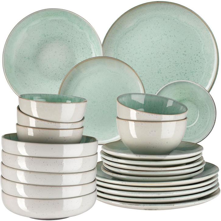tectake Serviesset Mare van aardewerk, voor 6 personen - 24, Huis en Inrichting, Keuken | Servies, Verzenden