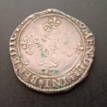 France. Henri III (1574-1589). Franc au col plat (Nantes)
