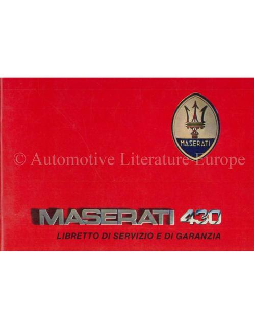 1988 MASERATI 430 ONDERHOUDSBOEKJE ITALIAANS ***BLANCO***, Auto diversen, Handleidingen en Instructieboekjes