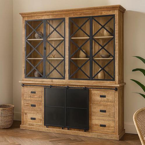 Buffetkast Mangohout Milan 200 Met Deurtjes X, Huis en Inrichting, Kasten | Buffetkasten, 25 tot 50 cm, Nieuw, Overige houtsoorten