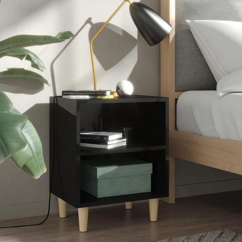 vidaXL Nachtkastje met houten poten 40x30x50 cm hoogglans, Huis en Inrichting, Slaapkamer | Nachtkastjes, Nieuw, Verzenden