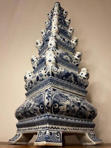 Vase - Bleu Delft - Faïence - Grandi scritte dipinte a mano