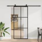 vidaXL Schuifdeur met beslagset 90x205 cm ESG glas zwart, Doe-het-zelf en Bouw, Deuren en Vliegenramen, Verzenden, Nieuw