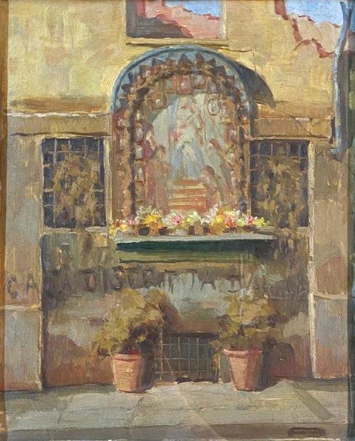 Sicilian School (c. 1910) - The ruins of a chapel after the, Antiek en Kunst, Kunst | Schilderijen | Klassiek