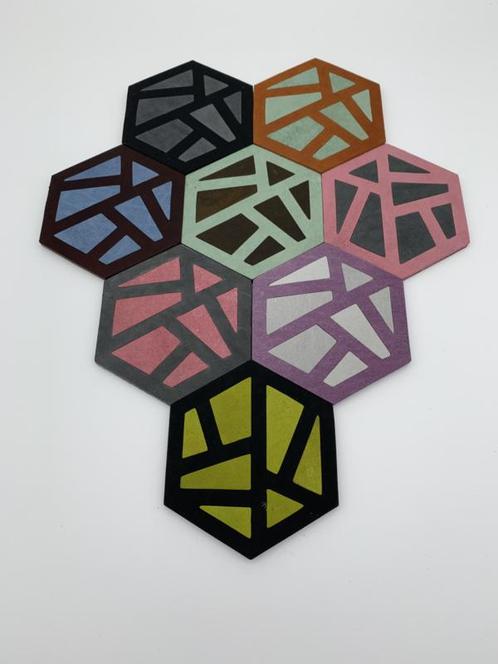 Onderzetters leer zeshoek multicolor zelf samen stellen, Bijoux, Sacs & Beauté, Accessoires Autre, Envoi