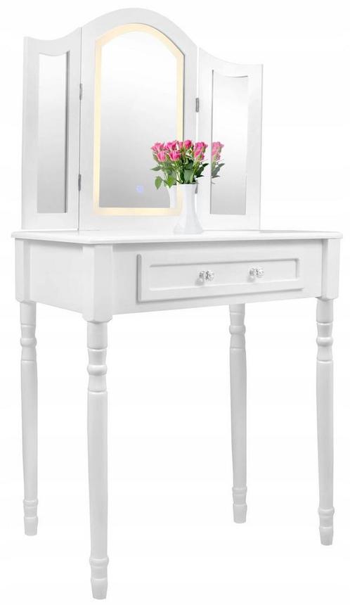 Moderne Make-up Tafel met Drieluik Spiegel en LED Licht -..., Huis en Inrichting, Tafels | Kaptafels, Nieuw, Hout, 150 tot 200 cm