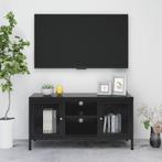 vidaXL Meuble TV Noir 105x35x52 cm Acier et verre, Verzenden