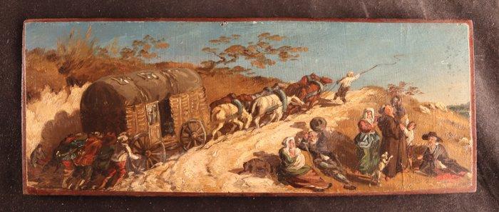 Alexandre René Veron (1826-1897) - Rijtuig met paarden op, Antiek en Kunst, Kunst | Schilderijen | Klassiek