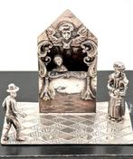 No reserve-Grote handgemaakte zilveren miniatuur Poppenkast, Antiek en Kunst