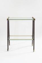 Serveerwagen - Glas, Metaal - Italiaanse bijzettafel met, Antiek en Kunst