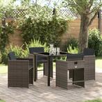 vidaXL Tuin Eettafel Set 5 pcs Grijs poly rattan, Tuin en Terras, Verzenden, Nieuw