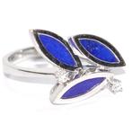 Ring - 14 karaat Witgoud - 3.06ct. tw. Lapis lazuli -, Handtassen en Accessoires, Nieuw