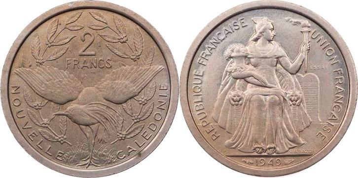 2 Francs 1949 New Caledonia Probe / Essai aluminium, Postzegels en Munten, Munten | Amerika, Verzenden