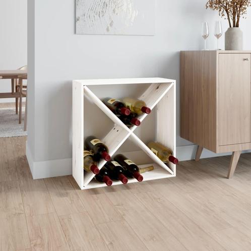vidaXL Wijnkast 62x25x62 cm massief grenenhout wit, Huis en Inrichting, Woonaccessoires | Wijnrekken, Nieuw, Verzenden
