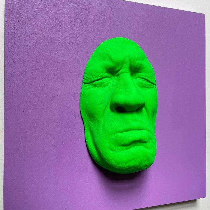 gregos - Fluo green sadness on violet background, Antiquités & Art, Art | Objets design