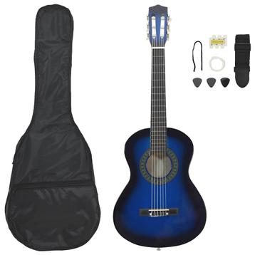 vidaXL 8-delige Gitaarset klassiek beginner 1/2 34 blauw, Verzenden