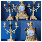 Klok en garnituur set (3) - Brons, Glas - 1850-1900