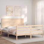 vidaXL Bedframe met hoofdbord massief hout, Huis en Inrichting, Slaapkamer | Bedden, Verzenden, Nieuw