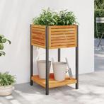 vidaXL Plantenbak met schap 45x45x80 cm massief acaciahout, Tuin en Terras, Verzenden, Nieuw