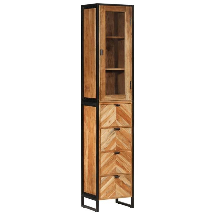 vidaXL Badkamerkast 40x27x190 cm ijzer en massief acaciahout, Huis en Inrichting, Tafels | Kaptafels, Nieuw, Verzenden