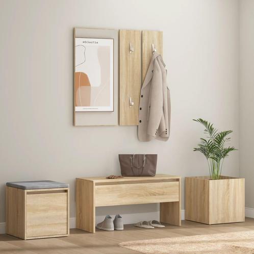 vidaXL Ensemble de meubles de couloir Chêne Sonoma Bois, Maison & Meubles, Armoires | Penderies & Garde-robes, Neuf, Envoi