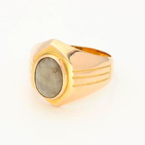 Ring - 18 karaat Geel goud - Agaat, Handtassen en Accessoires, Ringen