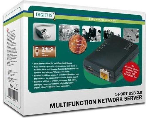 Digitus DN-13020 Netwerk-USB-server USB 2.0, LAN (10/100..., Computers en Software, WiFi-versterkers, Nieuw, Verzenden