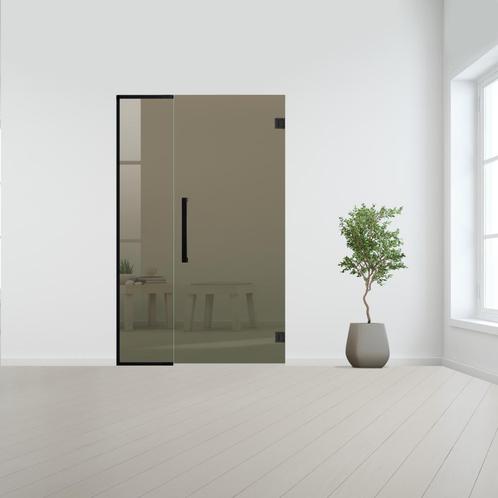 Glazen binnendeur met zijlicht zonder kozijn zwart beslag-Br, Doe-het-zelf en Bouw, Glas en Ramen, Nieuw, Verzenden