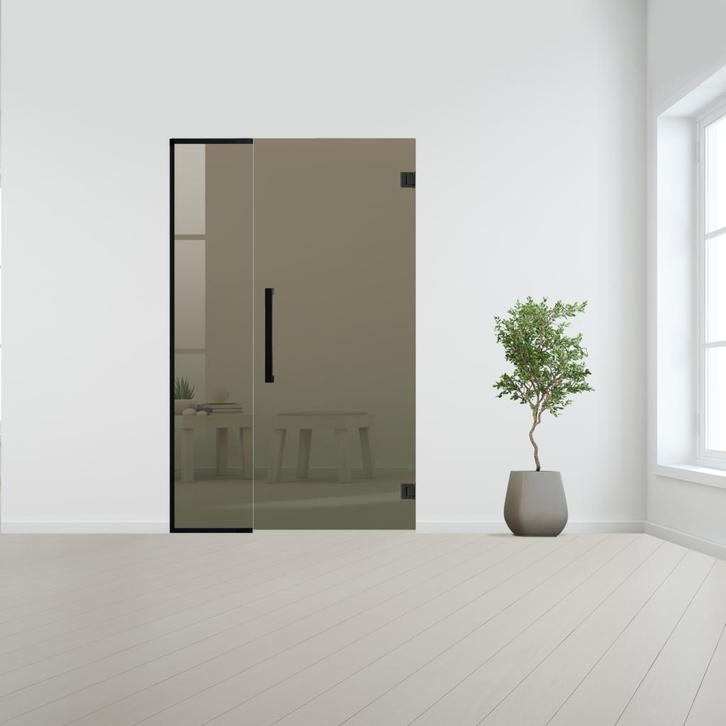 Glazen binnendeur met zijlicht zonder kozijn zwart beslag-Br, Doe-het-zelf en Bouw, Glas en Ramen, Nieuw, Verzenden