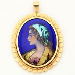 Pendentif - 18 carats Or jaune - email dart, Handtassen en Accessoires