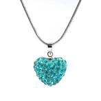 Fako Bijoux® - Ketting - Disco Dots - Hart - Turquoise, Verzenden, Nieuw